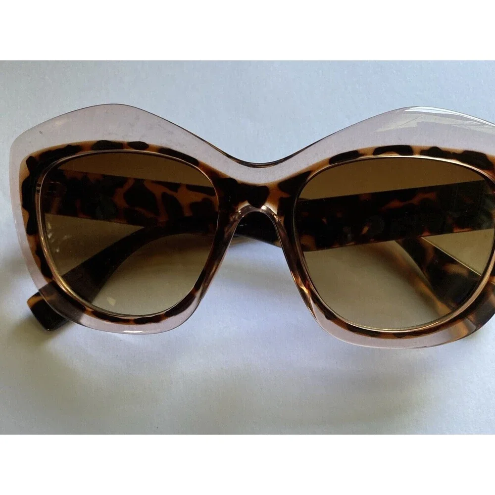 Women's Brown Frosted And Tortoise Shell Sun Glasses